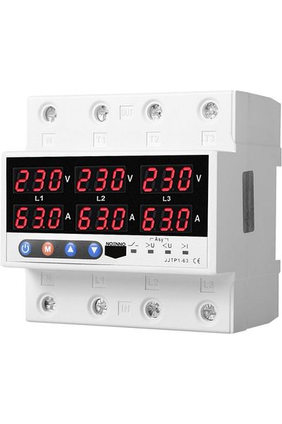 NOENNO Releu trifazat pentru protecție la supratensiune și suprasarcină, 380V, reglabil digital, cu recuperare automată
