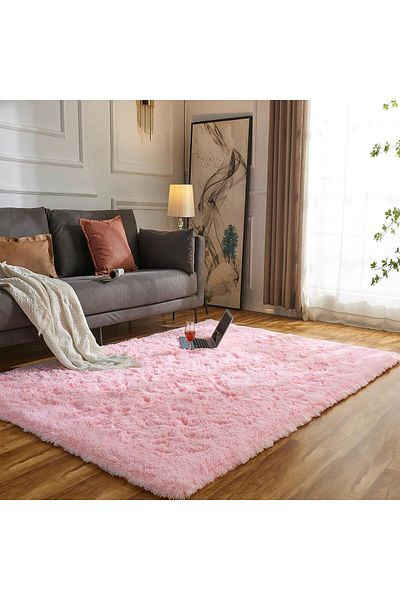 OEM Covor moale și pufos 160x230cm, pentru living, bucătărie, dormitor, covor antiderapant, roz