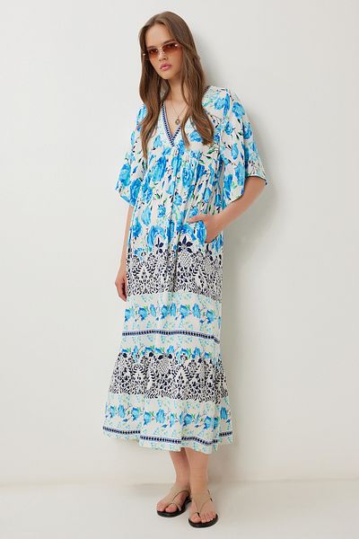 Lovelyİstanbul Rochie de vară din viscoză cu model LFG0044 BLUE BONE