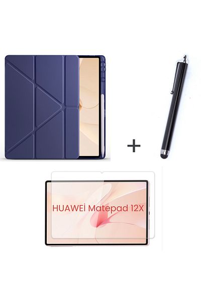 İncisoft Huawei Matepad 12X Compatible Pen Compartment Stand Case + Screen Protector + Pen Set of 3