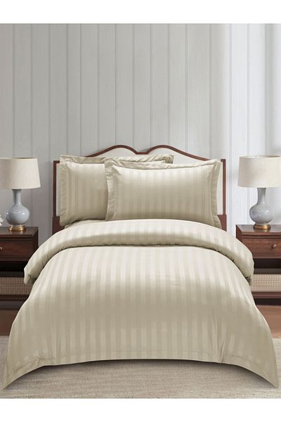 Donetella Comforter Set Single Size, 5-Pcs, 170x230 cm, Striped Bedding Set, All Season, Microfiber