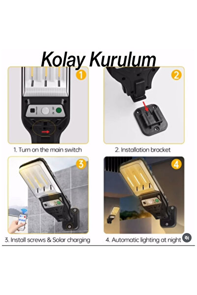 NZB Hareket Sensörlü Kumandalı Duvar Lambası Aplik Plastik Sokak Bahçe İç Dış Aydınlatma Armatürü IP54