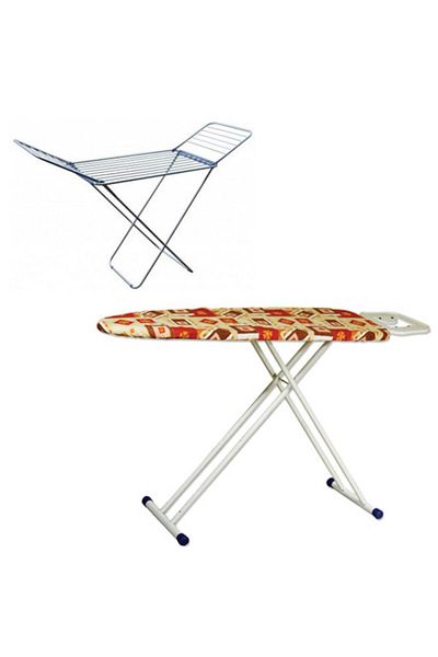 Zilan Pachet - Masă de călcat cu model floral, + Uscător de rufe metalic, Enger