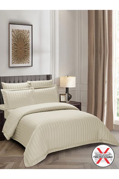 Donetella 6-Piece Hotel Striped Duvet Cover Set, King Size 220x240 cm, Microfiber, Without Filler