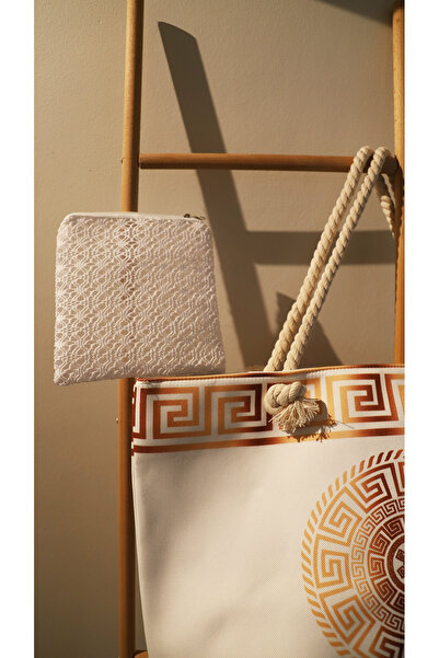 AQUATOLIA Women's Luxury Pattern Bag - Zippered - 50*35 cm - Beach Bag