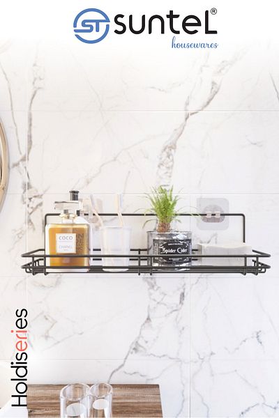 SUNTEL BANYO MUTFAK AKSESUARLARI Adhesive Multi-Purpose Bathroom Kitchen Shelf – Large Wall Organizer