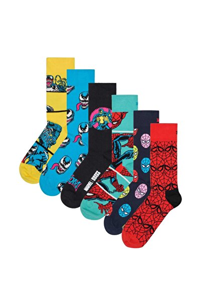 Happy Socks Unisex Socken, 6er Pack - Marvel Avengers, Motivsocken, Baumwollm...