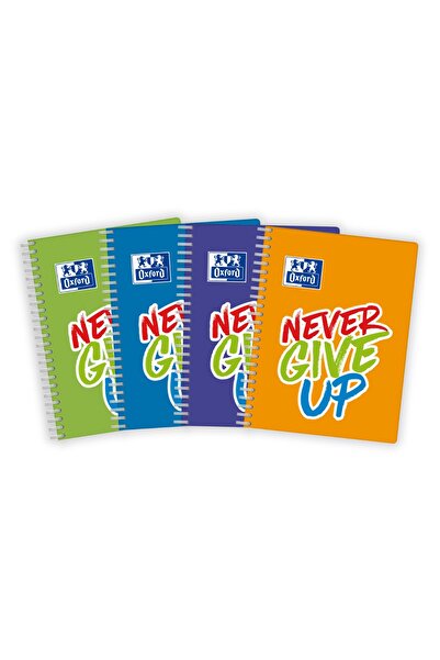 Oxford Caiet Never Give Up, A4, 80 de coli, hârtie Optik 90 g/m², diverse cul...
