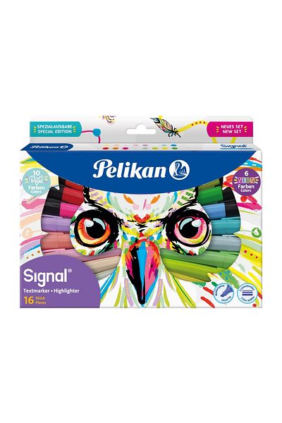 Pelikan Highlighter Signal, Set of 16 Colors, Blister Pack Included, Material Plastic