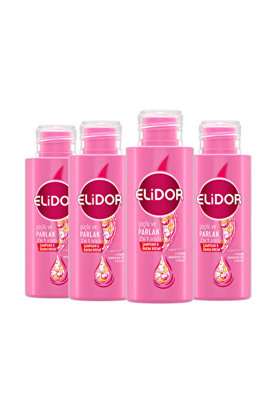 Elidor Şampuan & Bakım Kremi Güçlü ve Parlak Seyahat Boy 90 ml x4