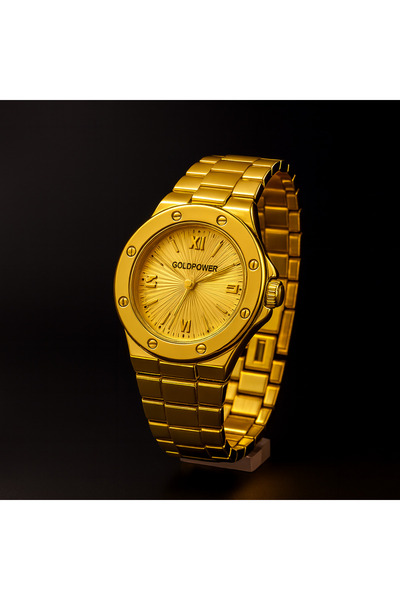 Goldpower ساعة يد معدنية فاخرة وبسيطة