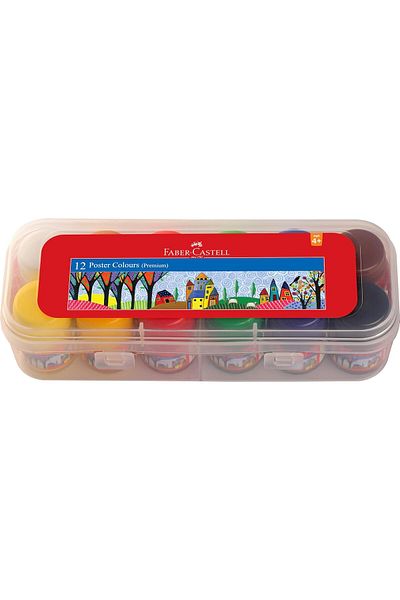 Faber Castell Faber-Castell Premium Poster Colors 12X10Ml In A Plastic Box, ASSORTED, 10mx12pc