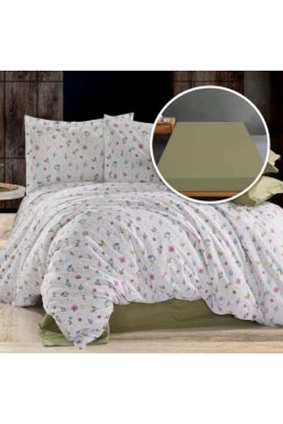 Ralex Lenjerie pat Ranforce Bumbac 100% cu husă pentru saltea de 140/160 cm x 200 cm, pilotă 200 x 230 c