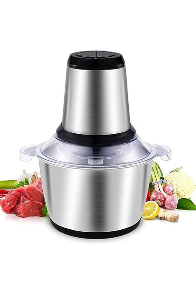 FOXMAG24 Multifunctional electric chopper, 3L, 250W, 4 stainless blades, steel bowl, gray