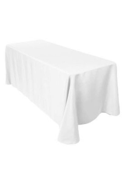 Ralex White Tablecloth 180 x 240 cm, 50% Cotton + 50% Polyester, Event Restaurant Type