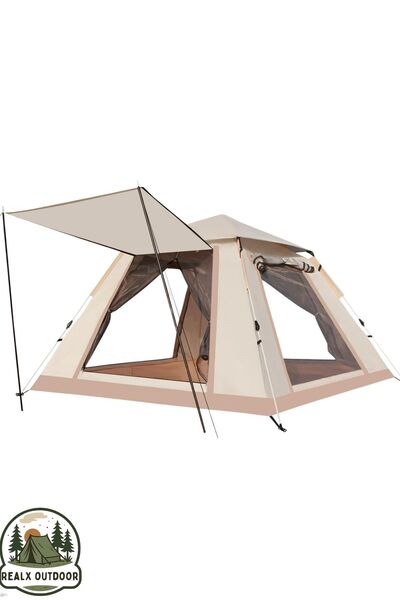 Realx 4 Kişilik Tam Otomatik Tenteli Çift Kapılı Kamp Çadırı 210x210x140
