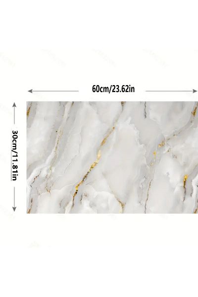 Larimar Vinyl White Marble Patterned Aluminum Plastic Wall Sticker