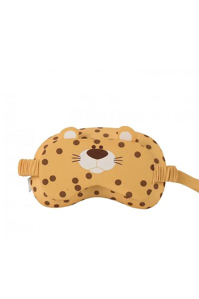Flo 2-in-1 Sleep Mask with Neck Pillow, Foam and Cotton, Leopard Design, Orange