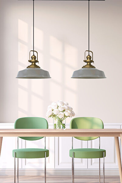 Bamyum Gri Asaletli Ikili Avize Eskitme Başlık Retro Sarkıt Lamba Mutfak Salon Kafe Avizeleri