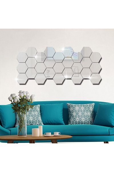 Larimar Adhesive Acrylic Silver Mirror Set 12 Pieces