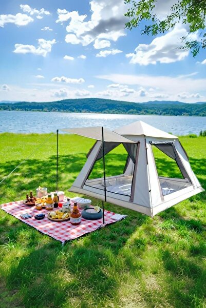 Realx 4 Kişilik Tam Otomatik Tenteli Çift Kapılı Kamp Çadırı 210x210x140