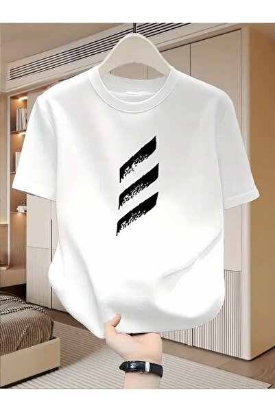 FUFLUNS تي شيرت برقبة دائرية كبيرة الحجم مطبوع عليه رسومات