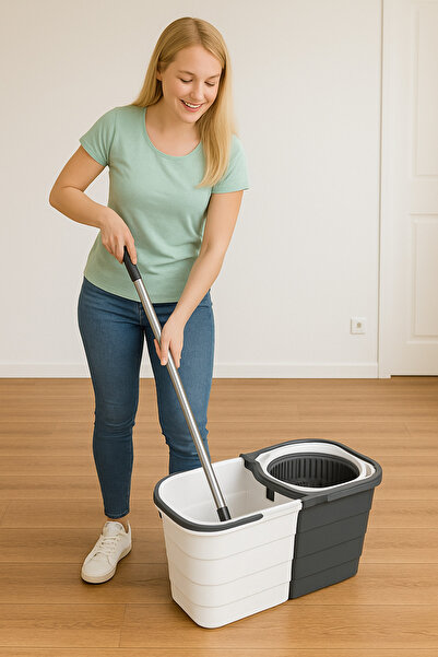 WESS Döner Başlıklı Mop Double Temizlik Seti Duo Kirli Su Temiz Su Ayrı 19 Lt