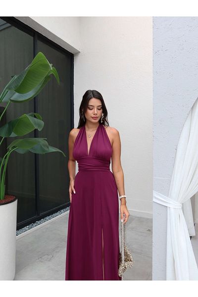 ESRAHELVACI Rochie cu dantela prune