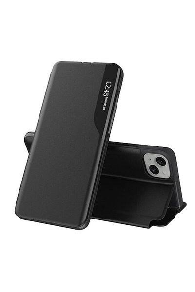 Rao Husa compatibila cu iPhone 15 Plus, Premium Grip, eFold Series, B62, Piele ecologica, Pitch Blac