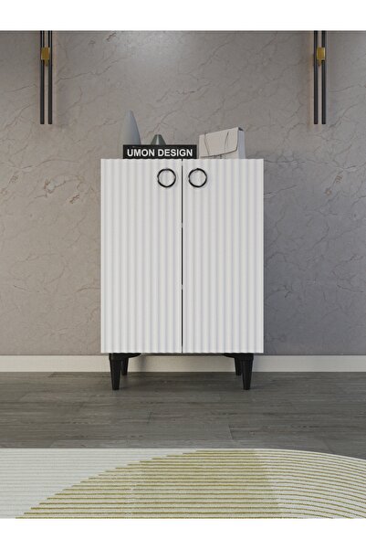 umondesign Line 4 Raflı 2 Kapaklı Ayakkabılık Çok Amaçlı Dolap Ayaklı Dekoratif Kapak