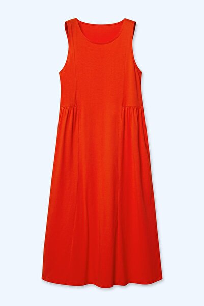 Brix Women's Cotton Sleeveless Dress Coral Color