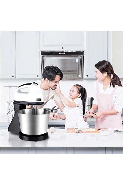 FOXMAG24 Mixer with bowl, 350W, 7 speeds, mixing/kneading accessories, metal/plastic, white/black