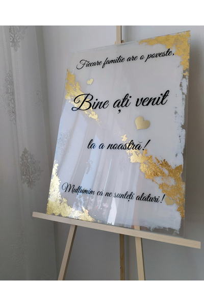 ST Panou acrilic intampinare invitati plus suport din lemn