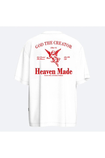 Fandr Store White Oversize Heaven Made Unisex T-Shirt
