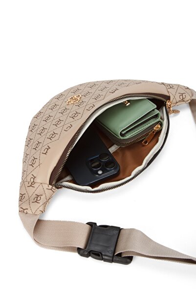 Newish Geantă de umăr și talie cu model pentru femei, 2 bucăți - bej - maro