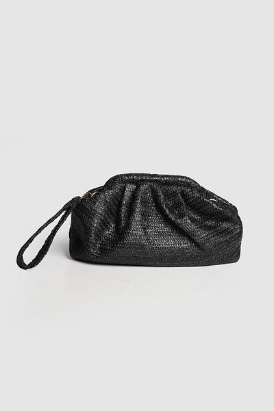 La La'Graccio Paris La'Graccio Paris Women's Sofia Straw-Knitted Portfolio Strap Bag Straw Black