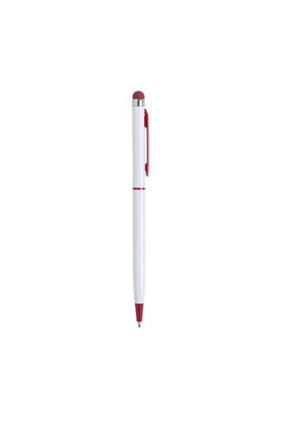 Rao Stylus Pen universal, cu vârf și clemă, metalic, alb-roșu