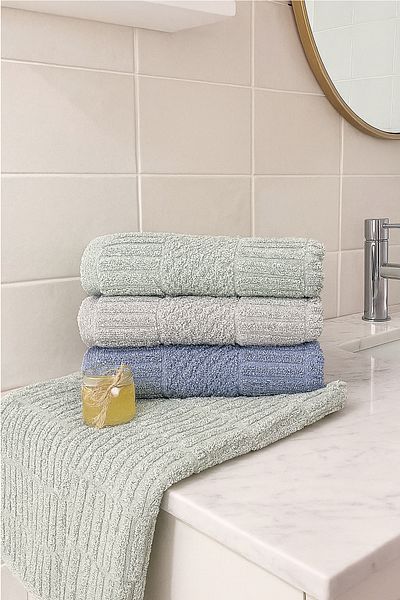 Bonny Home Atlas 3-Piece Hand and Face Towel Set – 50X90 cm 100% Cotton, Soft Textured, Knitted Pattern.