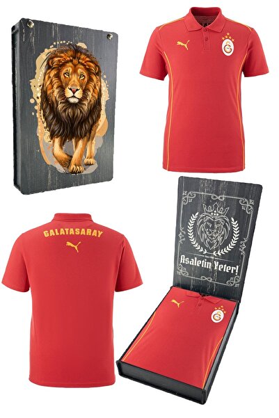 Galatasaray Original Licensed Polo Neck Red Trainning 5 Star T-Shirt Gs Lion Printed Box