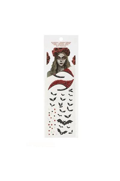 Jumbo Accesoriu de Halloween, pietre multicolore, autocolante cu lilieci, imprimeu floral negru