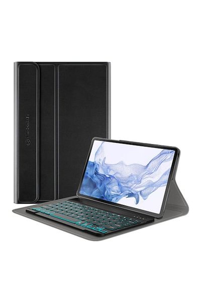 Rao Husă inteligentă cu tastatură pentru Samsung Galaxy Tab S8, CozyTab, V14, silicon, negru intens