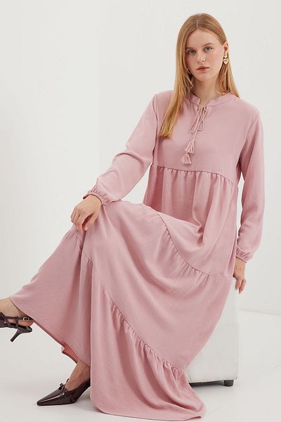 Merterium Women's Long Hijab Dress A.Pink 1002