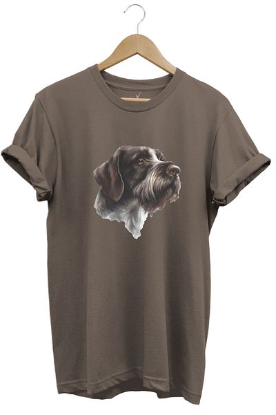 WİDİ Hunting Hunting Drahthaar Draktar Hunting Dog Printed 100% Cotton Regular Fit Unisex T-Shirt