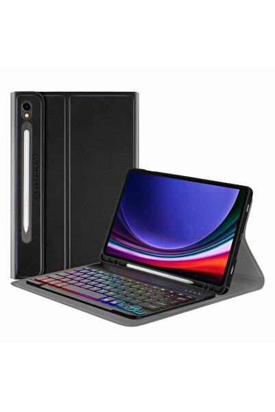 Rao Husă inteligentă cu tastatură pentru Samsung Galaxy Tab S9, CozyTab, V12, silicon, negru intens