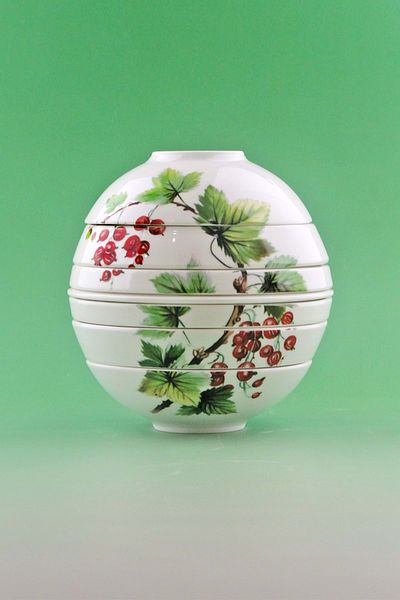 Bursa Porselen Dekor Red Puzzle 7 Piece Porcelain Plate & Bowl Set