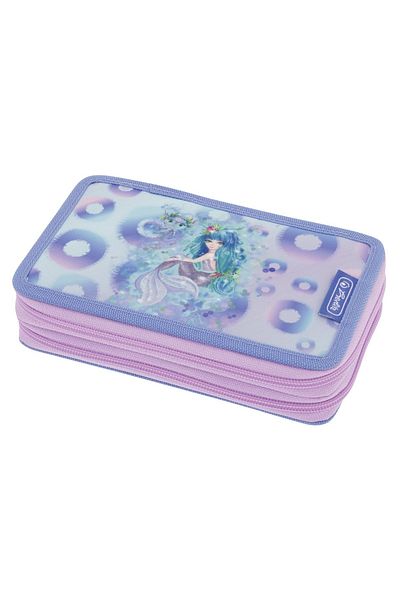 Herlitz Penar echipat cu 23 de piese, multicolor, material textil, 2 compartimente, sirenă mistică, 19,5x5x11,6cm