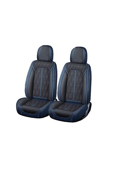 Primlife Huse Auto Premium 5 Locuri Carguard Deluxe Piele Ecologica Perforata Albastru Inchis Negru