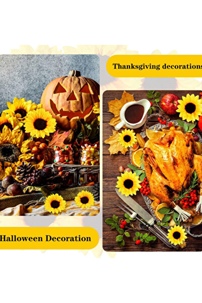 MD Aspiz Flowers 10 Adet Yapay Lüx Ayçiçeği Kafa (7cm)_ Papatya Kafası Yaprak yıldız Çiçek Gül Duvar Ay çiçeği