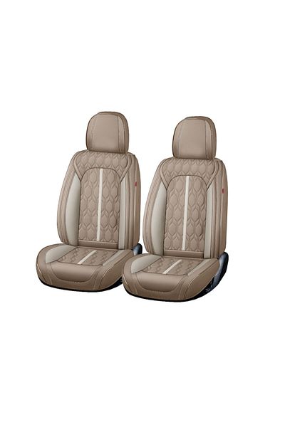 Primlife Huse Auto Premium 5 Locuri Carguard Deluxe Piele Ecologica Perforata Maro Deschis Crem