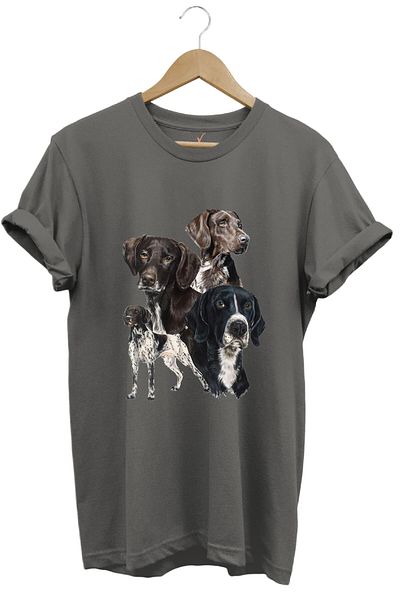 WİDİ Tricou unisex cu vânătoare Hunting Pointer pentru câini de vânătoare, imprimat 100% bumbac, cu croiala normală
